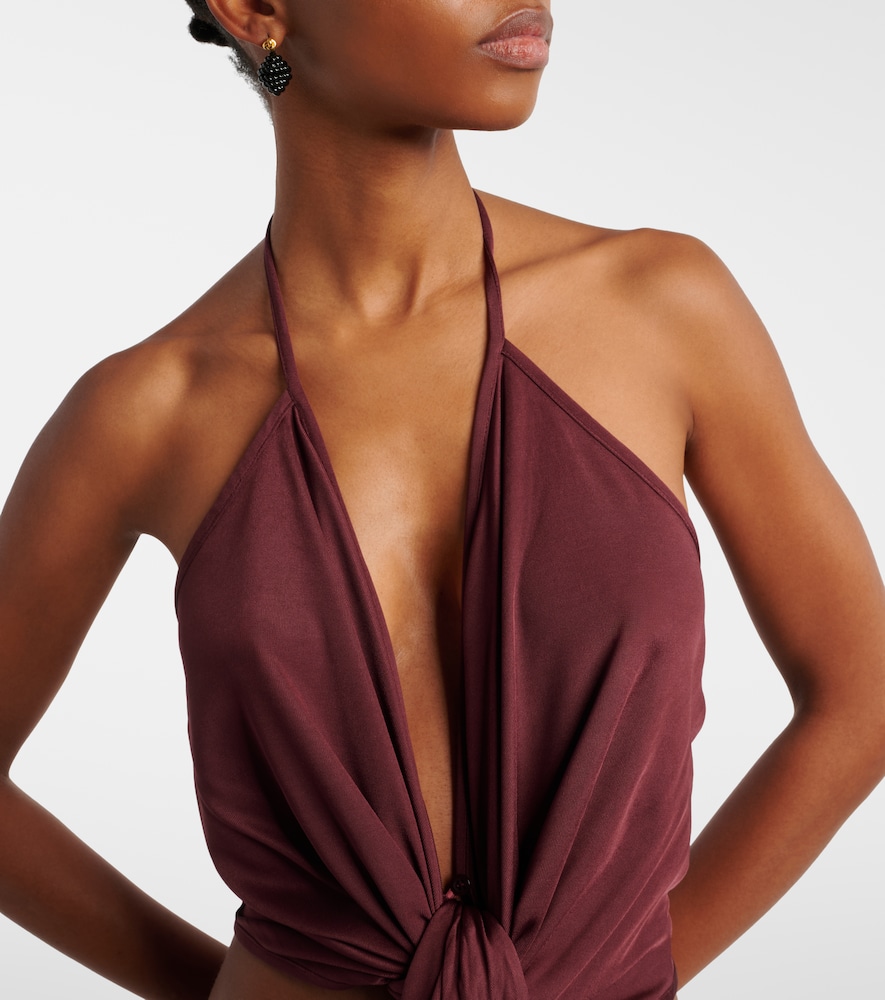 Kaima draped jersey crop top