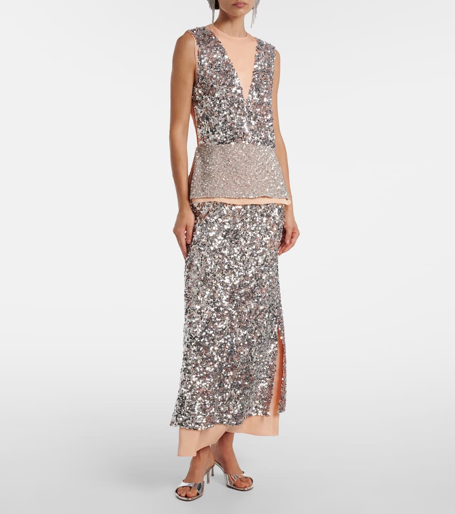 Sequined jersey top