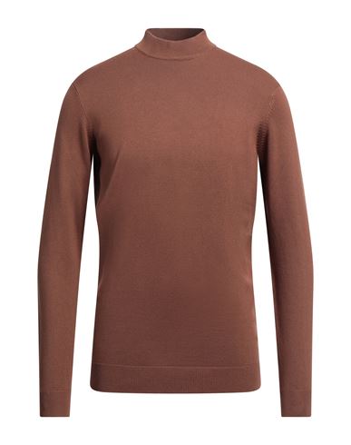 Man Turtleneck Brown Size XXL Viscose, Nylon