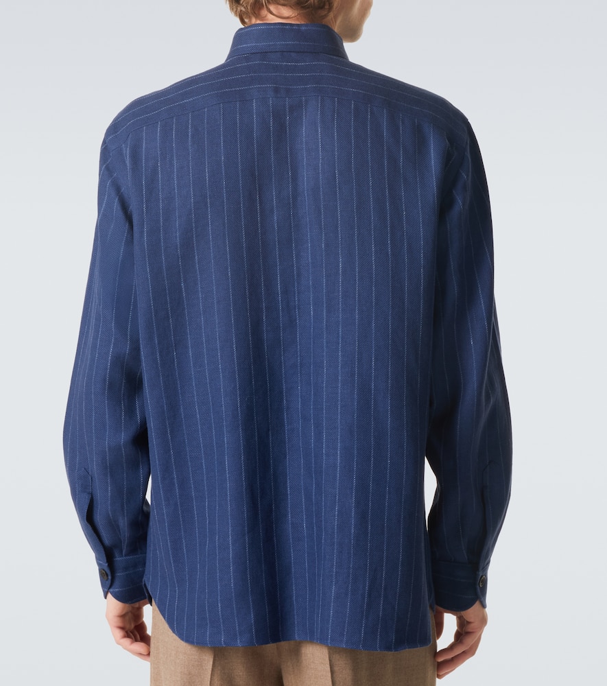 Striped linen and wool shirt