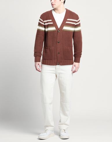 Man Cardigan Brown Size L Cotton