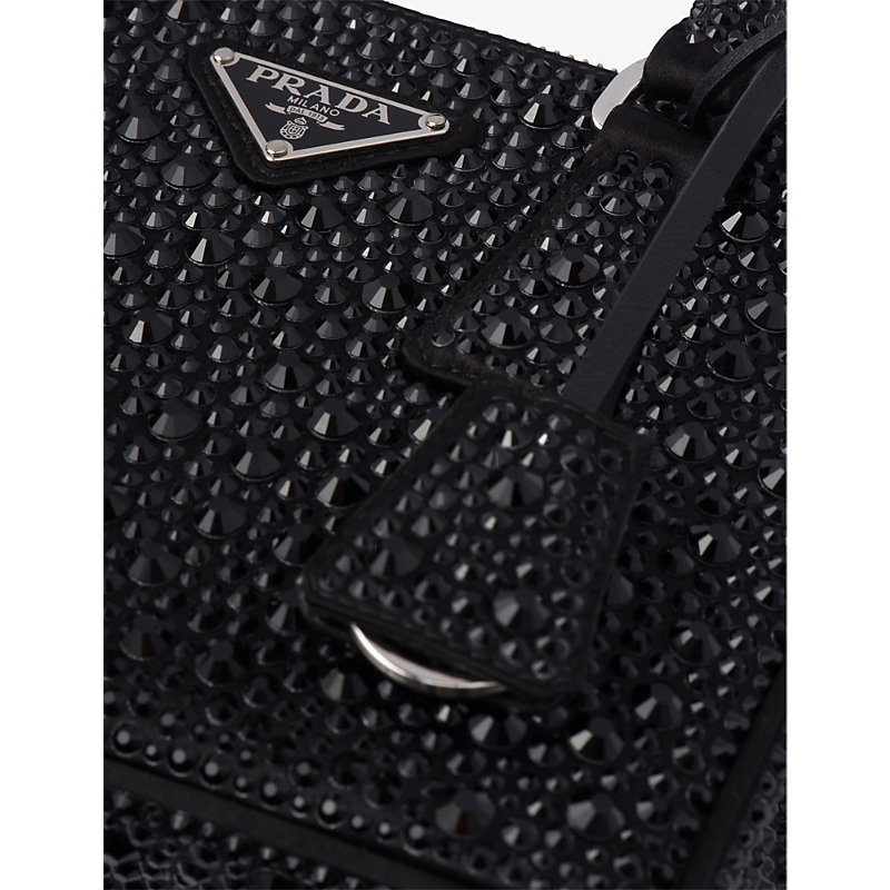 Black Galleria Mini Crystal-embellished Satin bag 