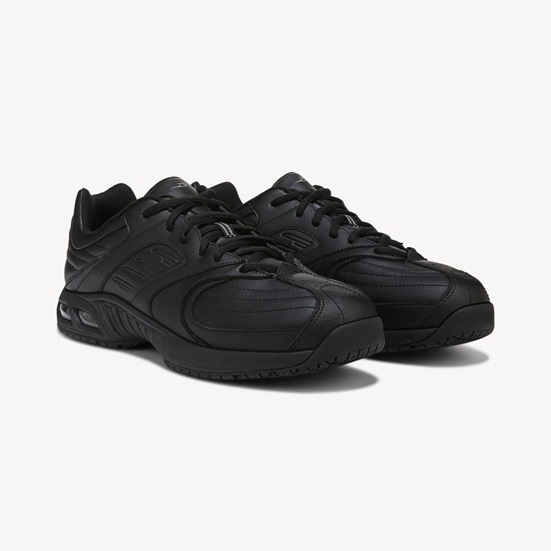 Work Men's Cambridge II Slip Resistant Sneaker Shoes Black Leather DRTX