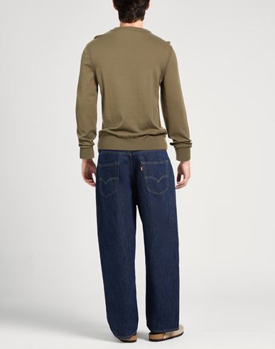 Man Sweater Military green Size L Cotton, Kapok fibre