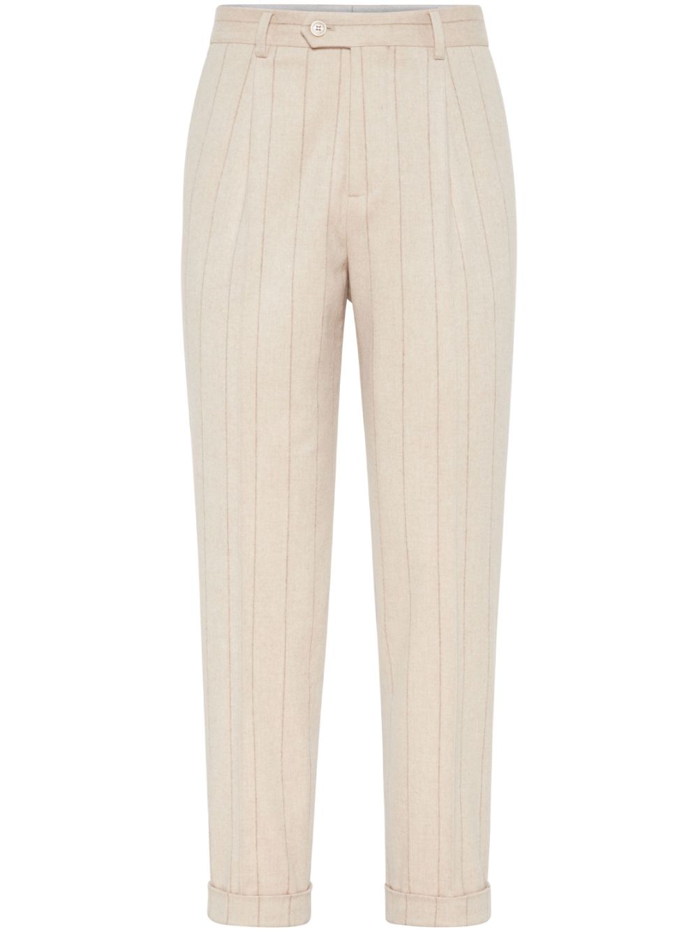 Striped tapered trousers - Neutrals