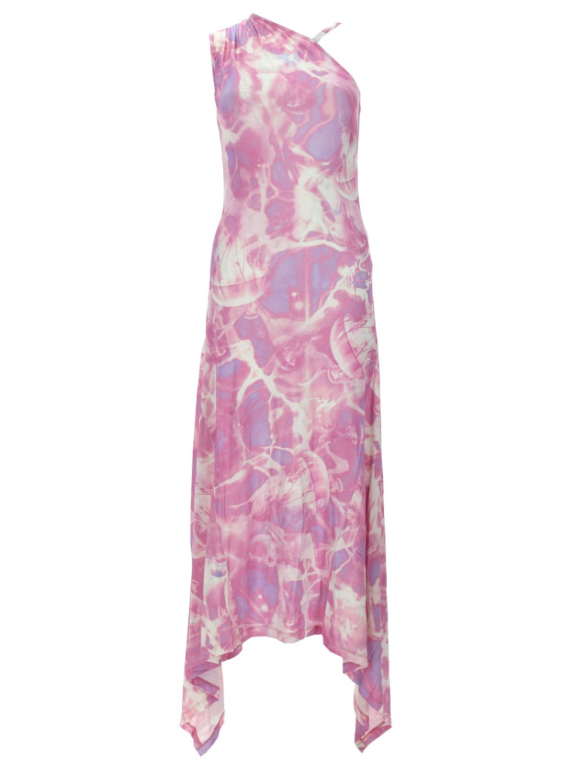 Versace Jeans Couture - midi dress abstract pattern asymmetric neckline