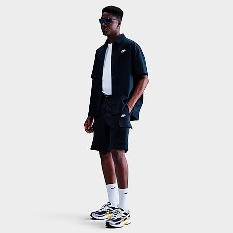 Men's Club Fleece Cargo Shorts in Obsidian/White
