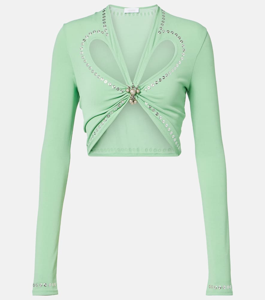 Cutout embellished crop top