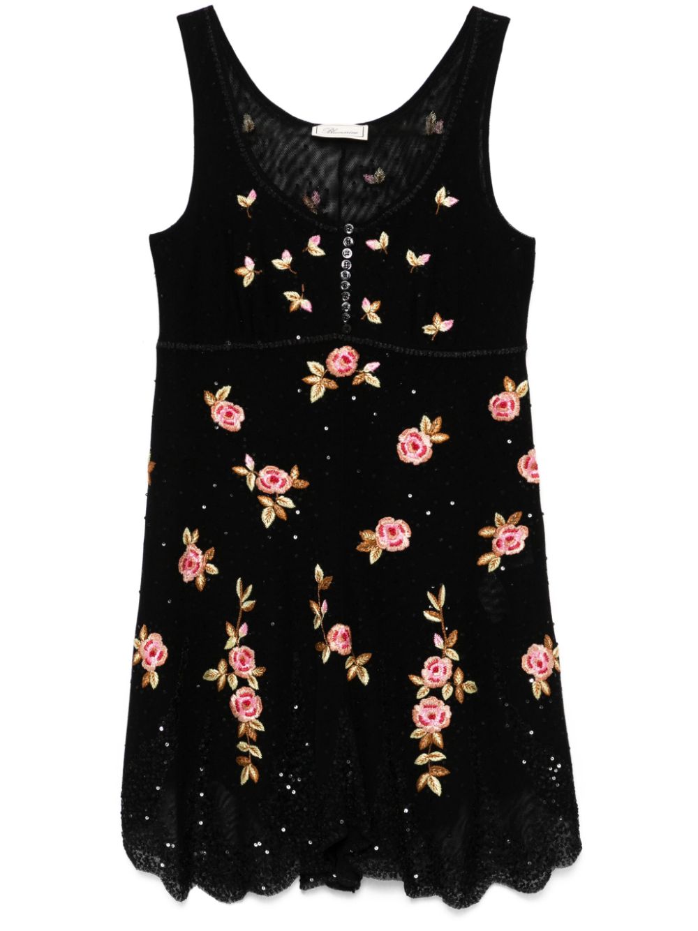 Embroidery tulle mini dress - Black