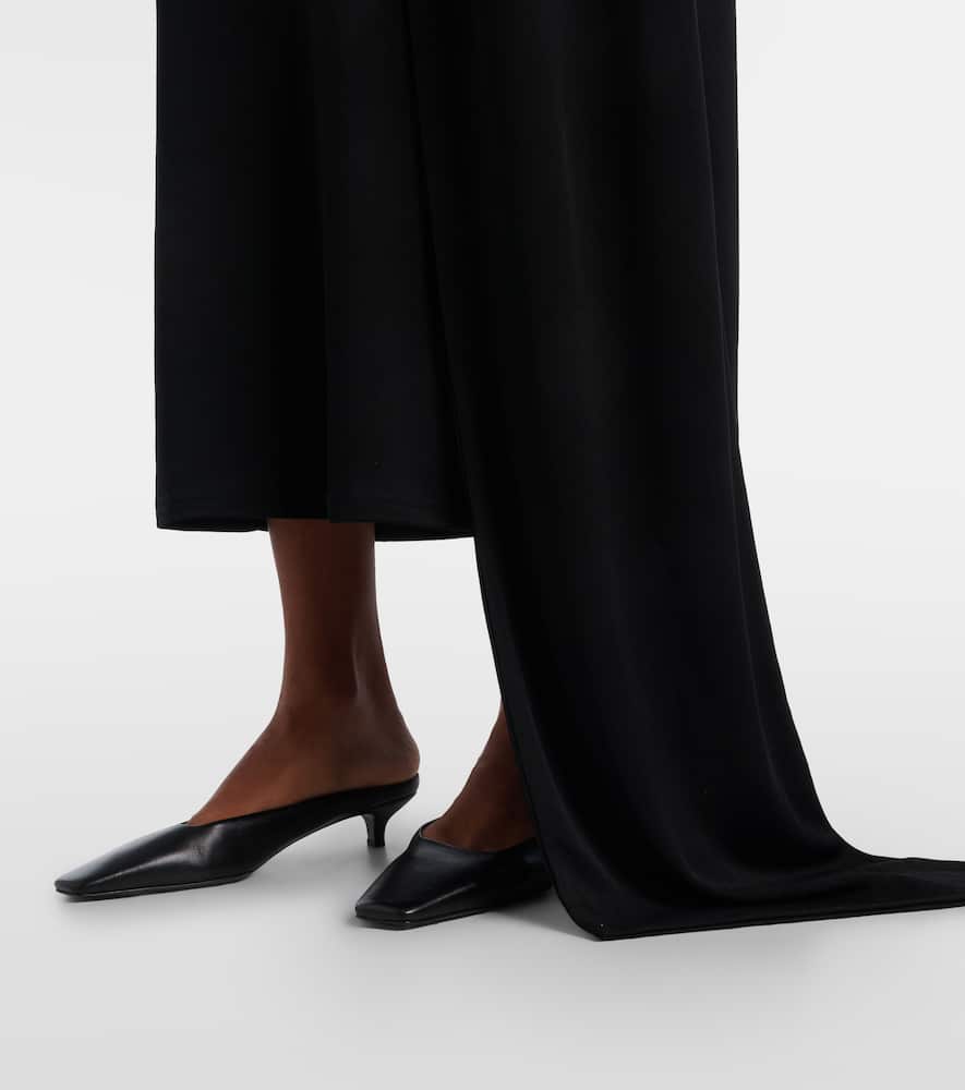 Tie-neck jersey midi dress