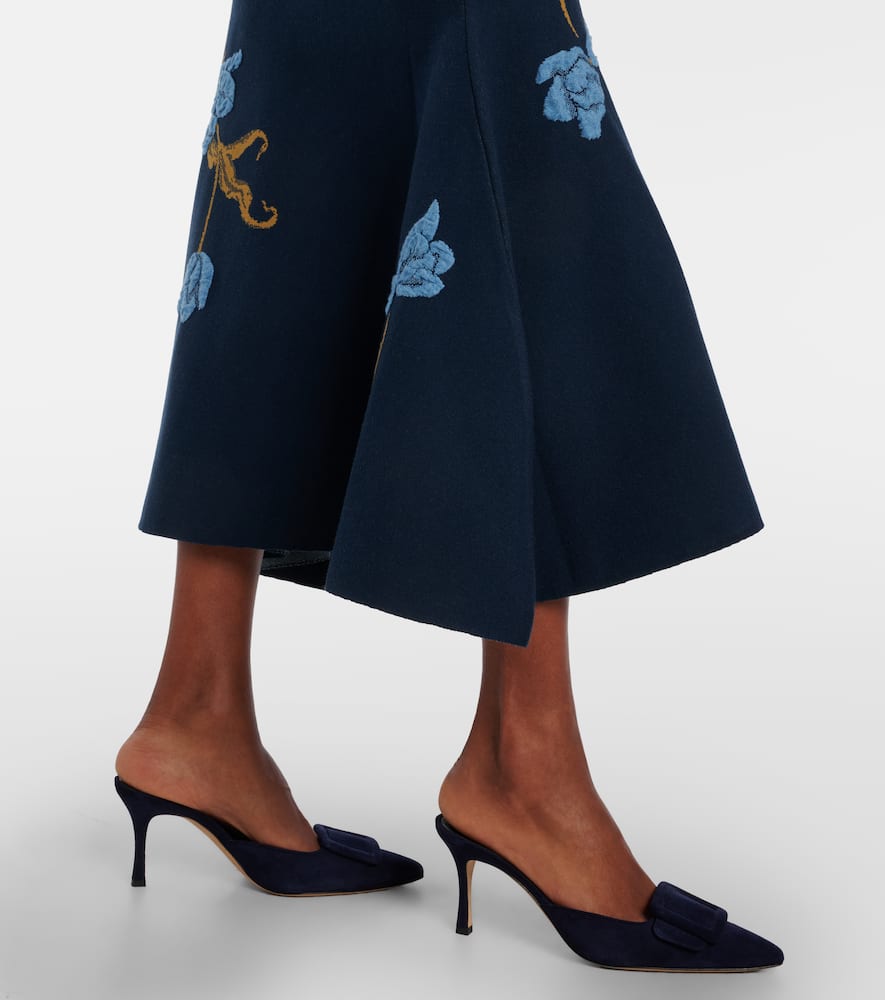 Floral jacquard midi skirt