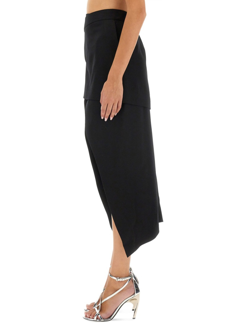 Black Solid Midi Skirt