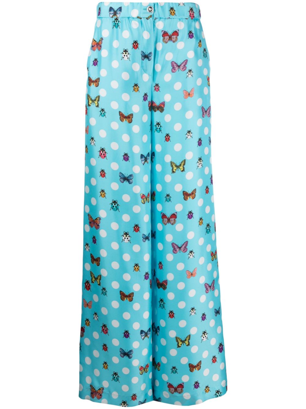 Graphic-print wide-leg trousers - Blue