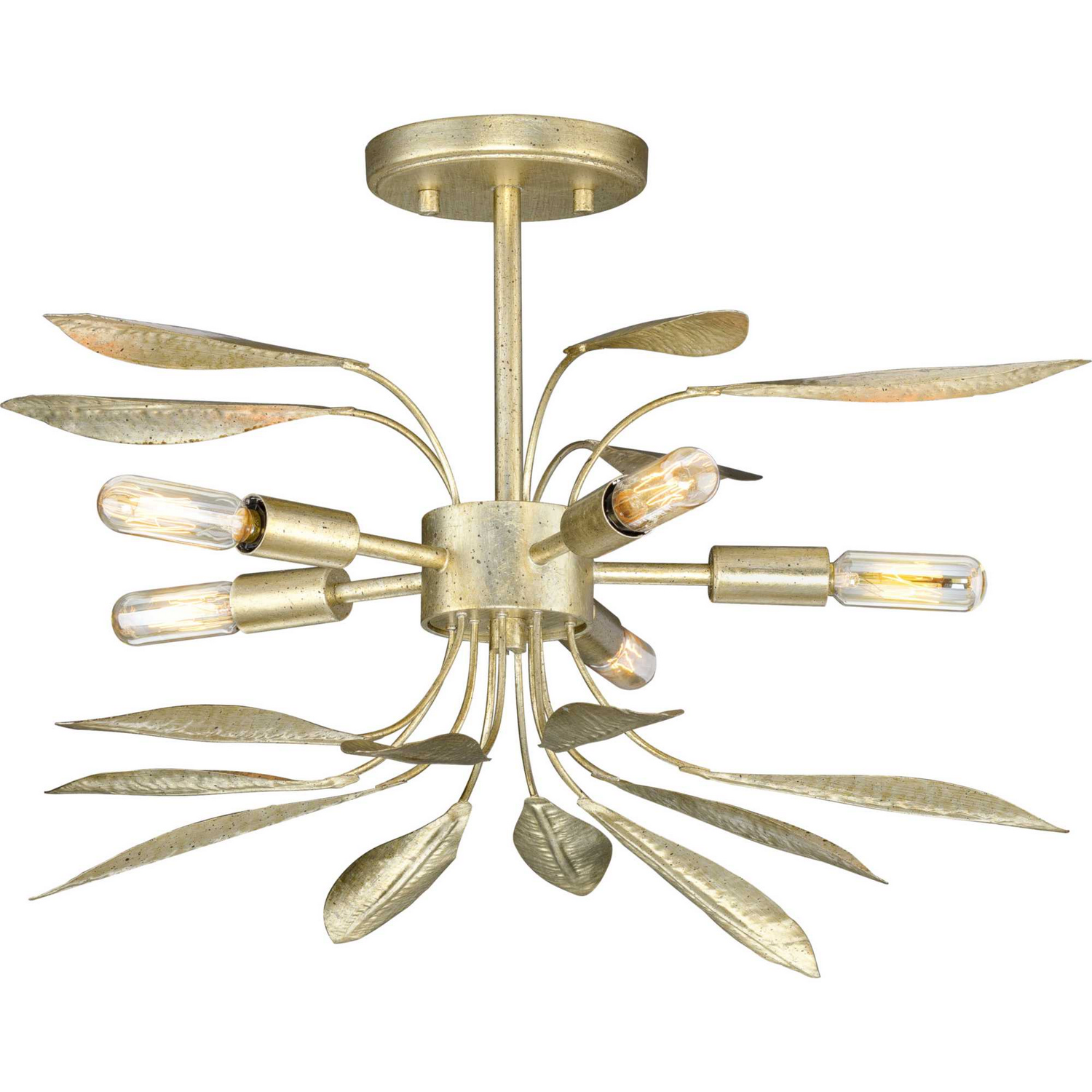 Gilded Silver Five Light Semi-Flush Conv from the Mariposa Collection