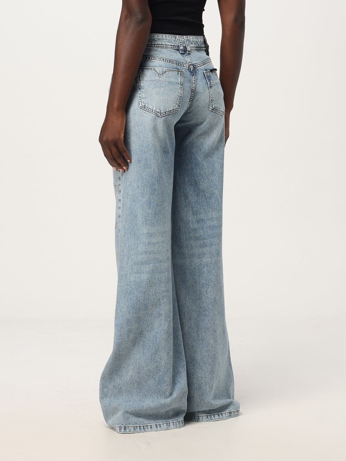 Crystal-logo straight-leg jeans - Blue