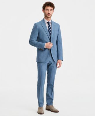 Ted By Mens Modern Fit Light Blue Solid Suit Separates
