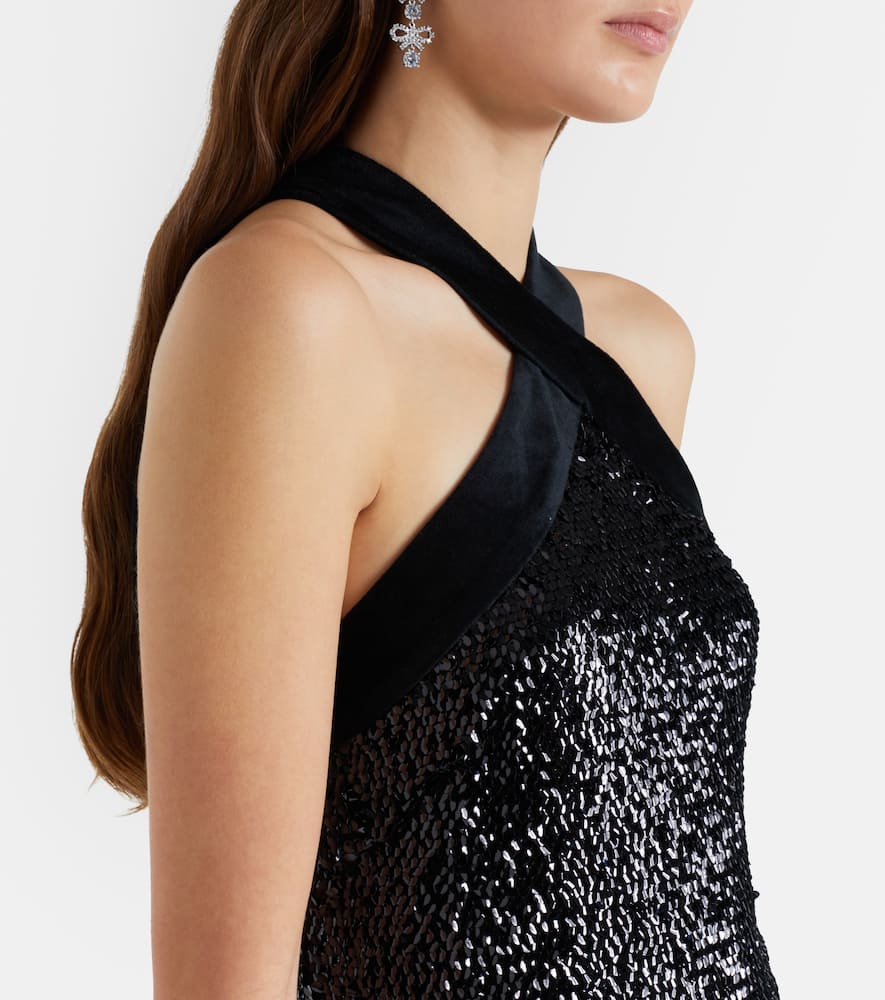 Isla sequined halterneck minidress