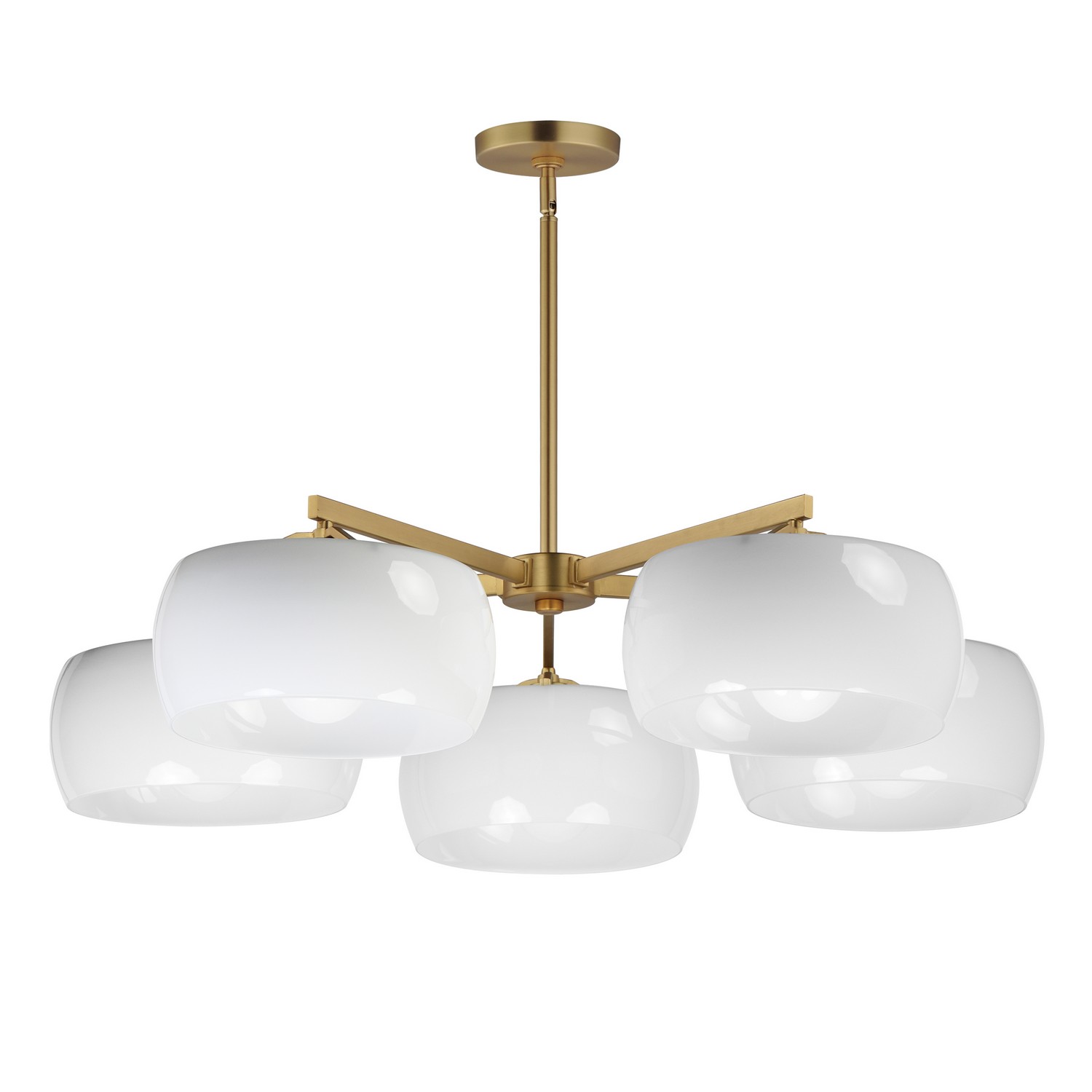White Natural Aged Brass Chandelier from the Glazed Collection