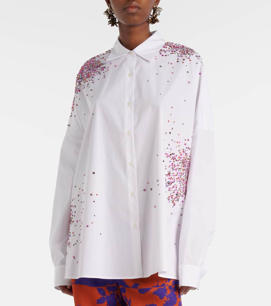 Oversized sequined cotton shirt