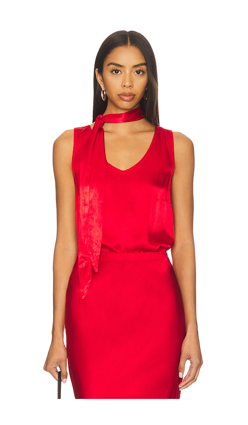 Bobi Tank With Removable Neck Tie in Red. L. Also in M, S