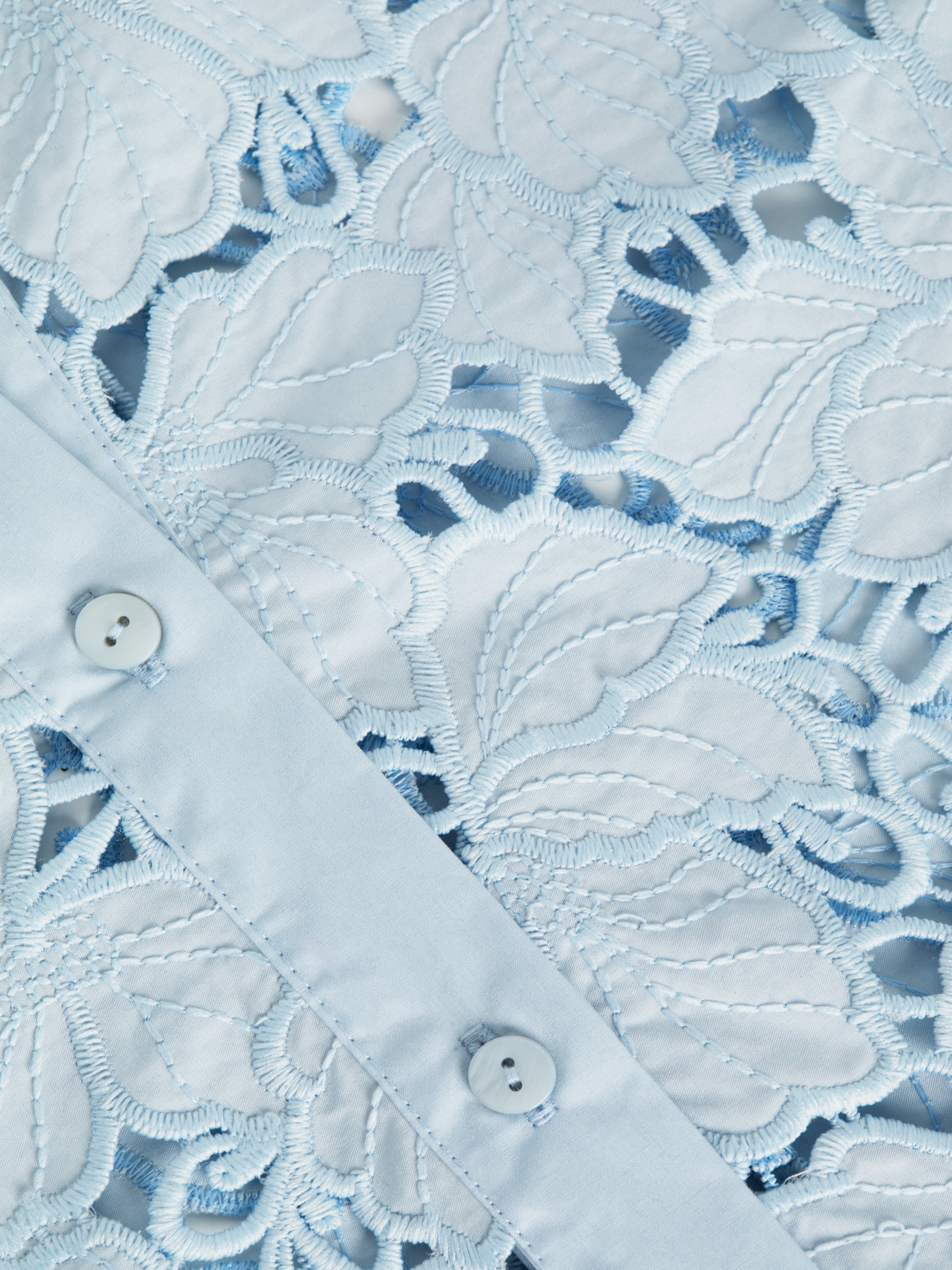 L'AGENCE Seychelle Lace Cropped Blouse Top In Blue Fog