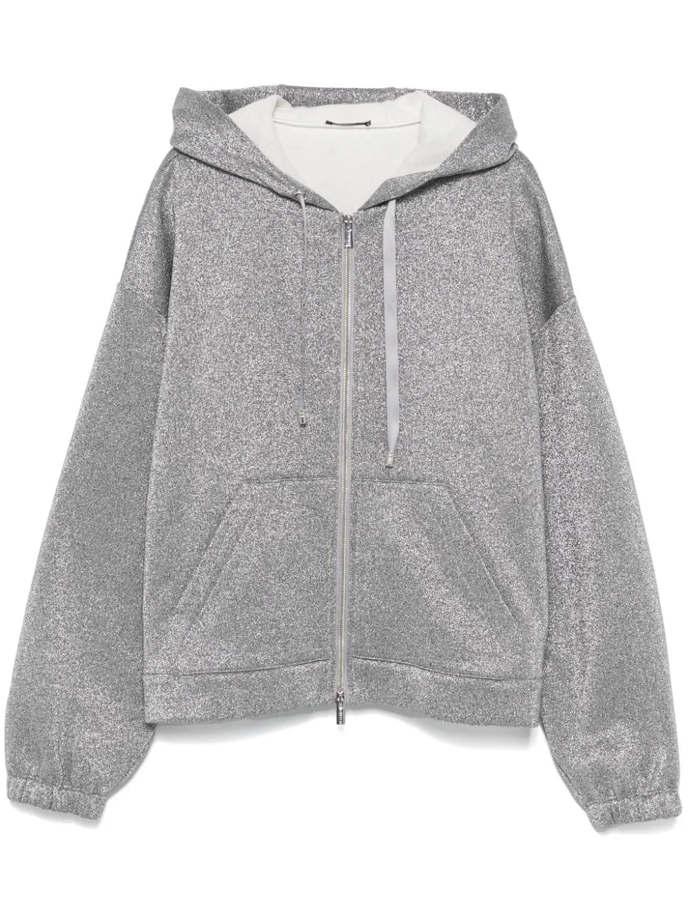 Metallic-Effect Cotton Blend Hoodie — Gray
