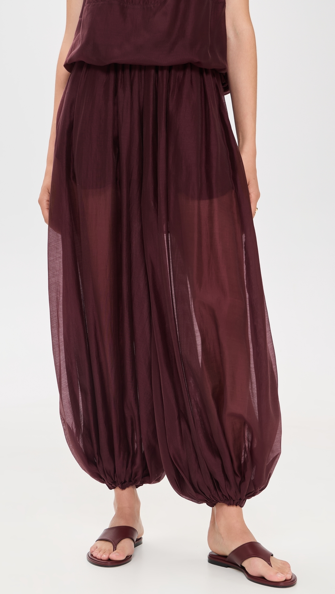 Elastic Waist Oversized Balloon Pants Sangria
