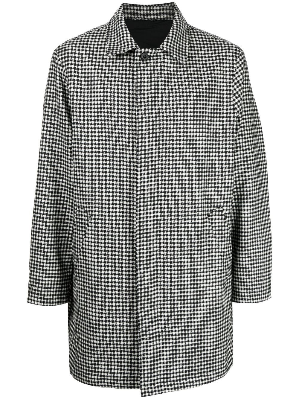 Wool dogtooth pattern coat - BLACK/WHITE