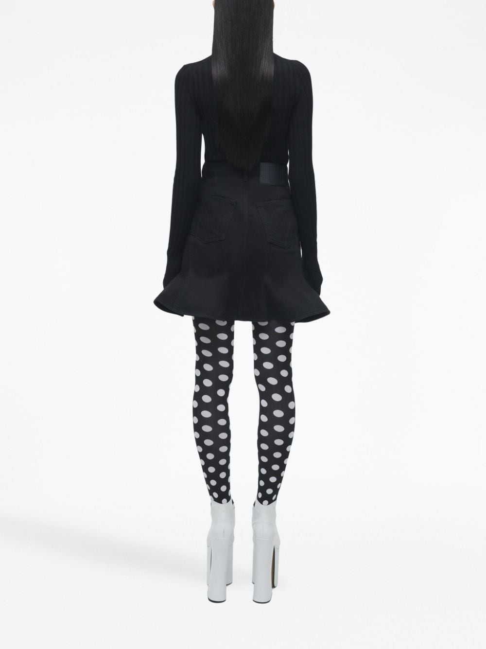 High-waisted fluted cotton skirt - Black