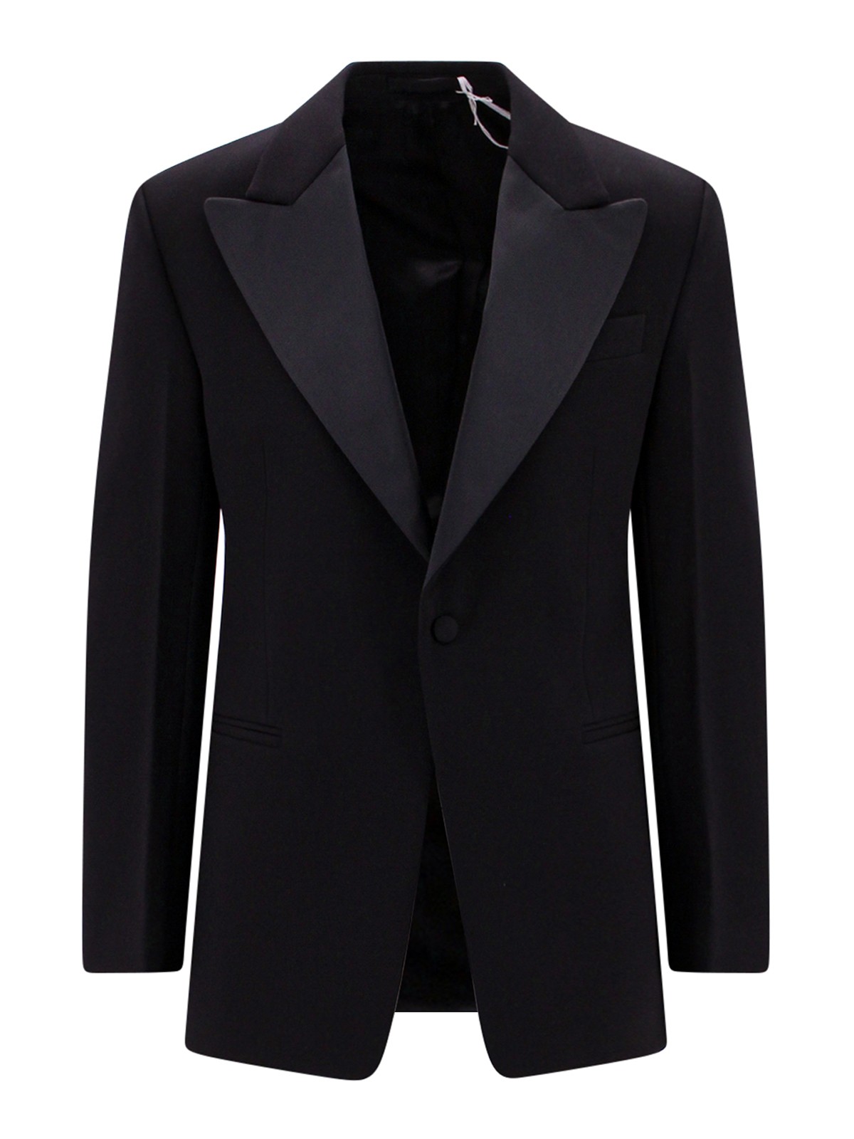Wool blazer with satin profiles