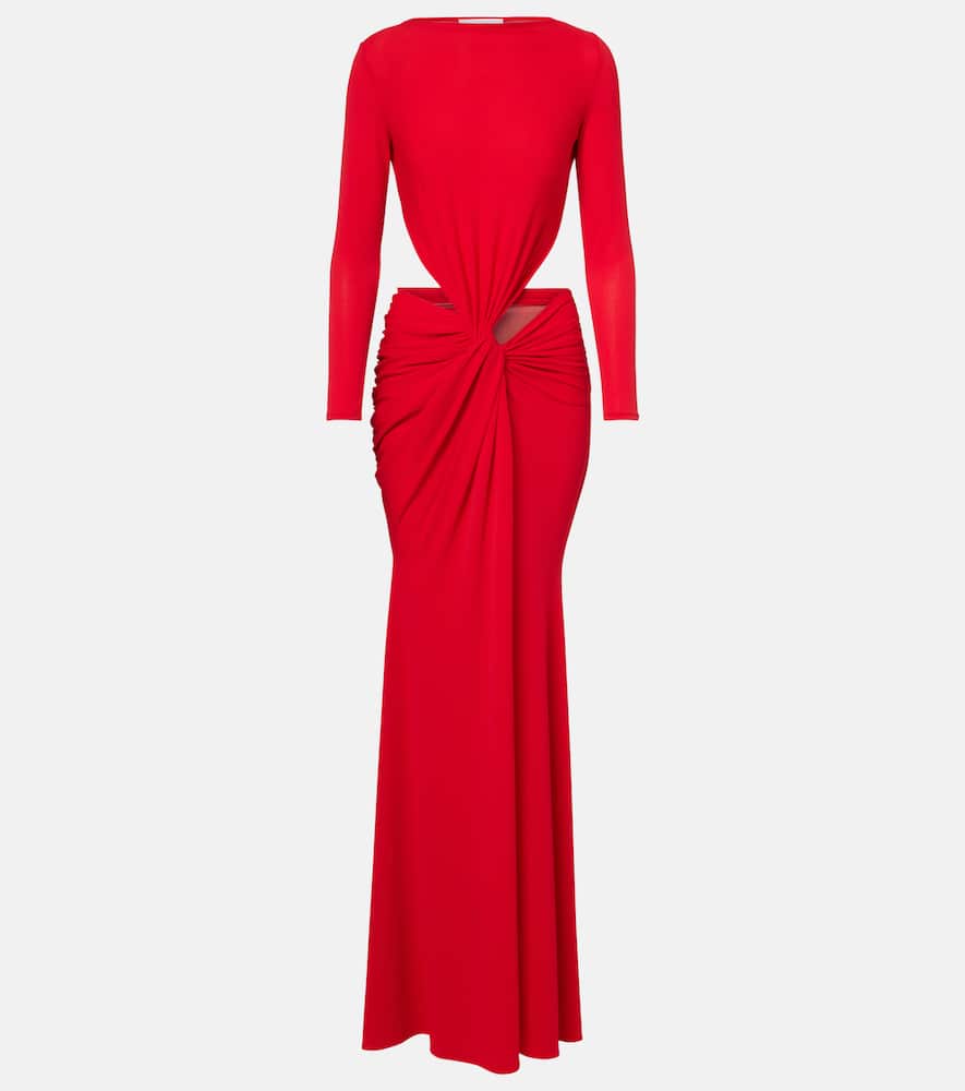 Gathered crêpe jersey gown