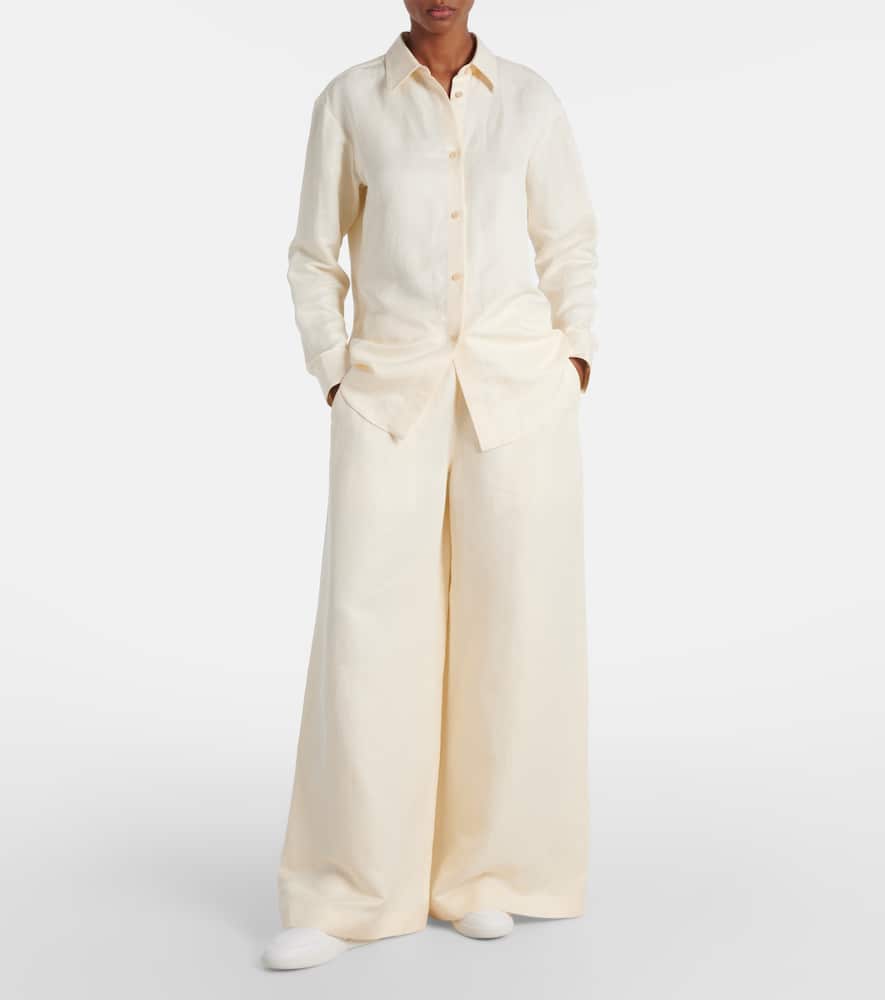 Gelos linen and silk wide-leg pants