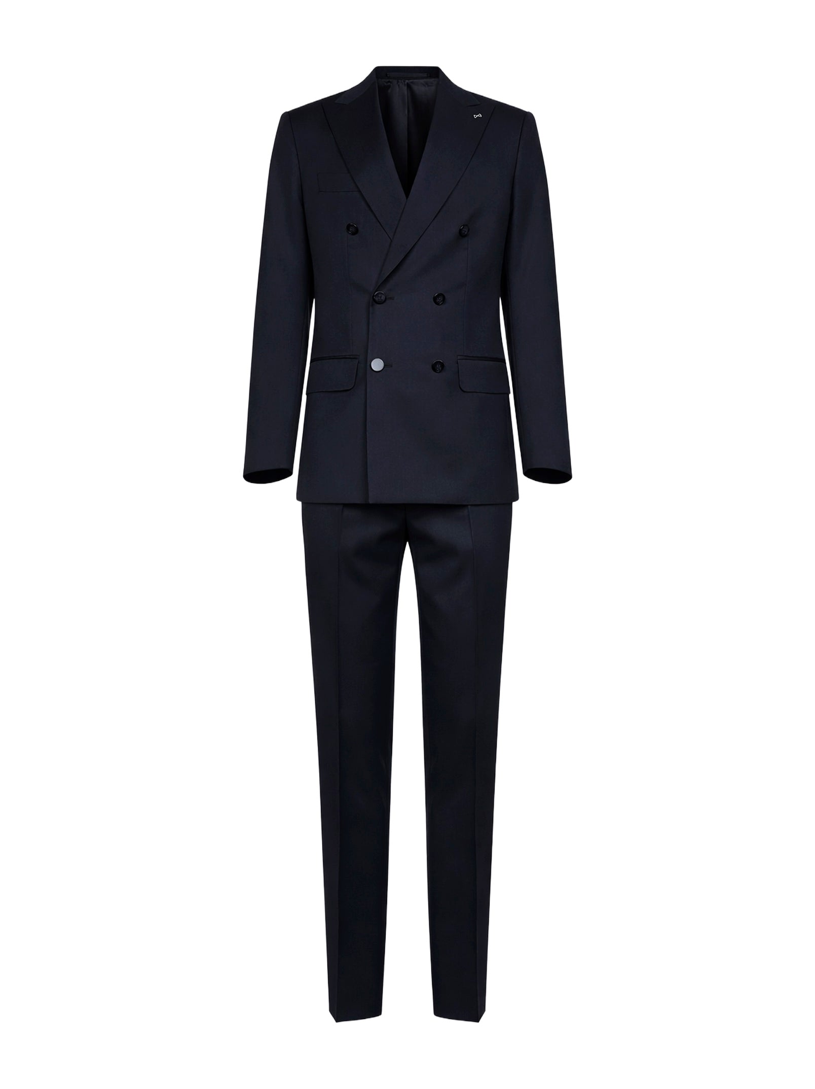 Double-Breasted Virgin Wool Pant Suit — Blue