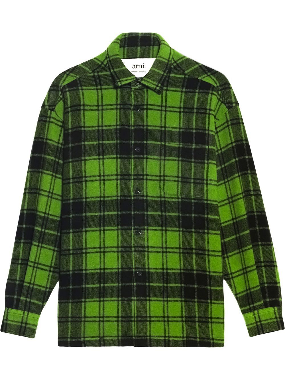 Logo-print check wool overshirt - Pink