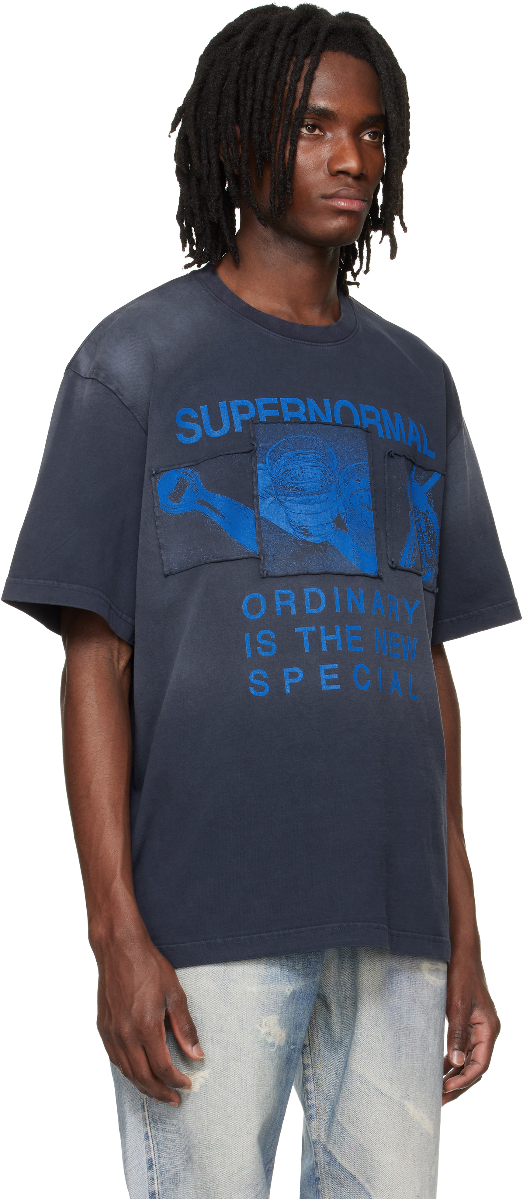 Navy Dropped Shoulder T-shirt