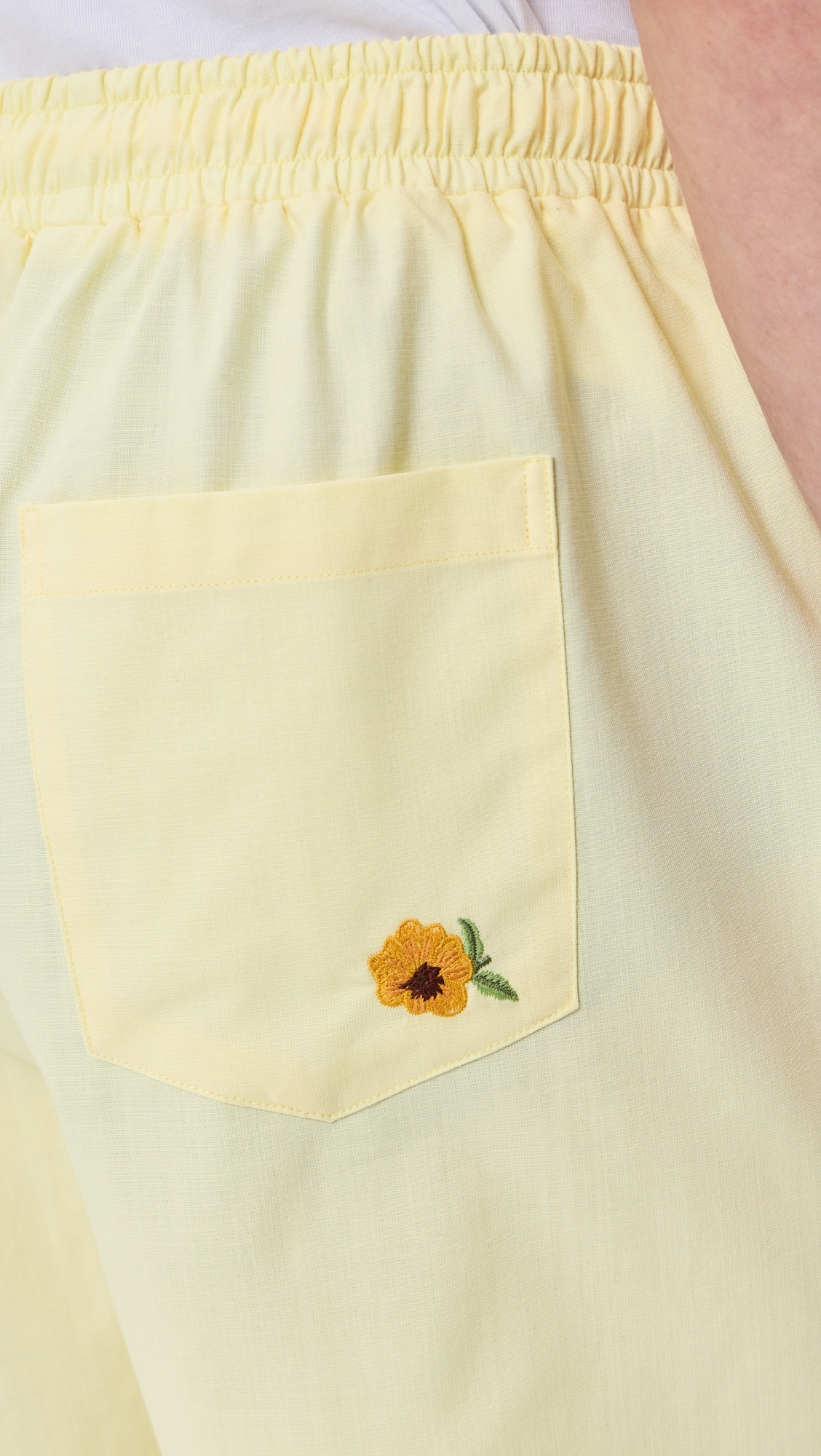 Talha Embroidered Linen Shorts 6 Light Yellow