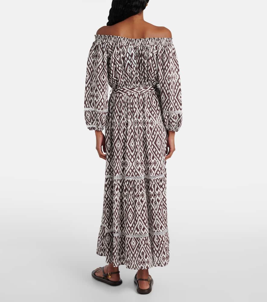 Eclipse gathered printed midi dress