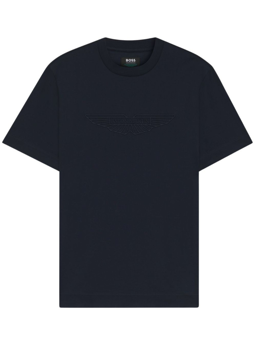 Dark Blue Solid Crew Neck T-Shirt