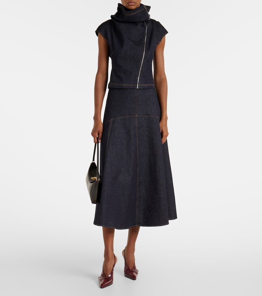 Triangle De-Nîmes denim midi skirt