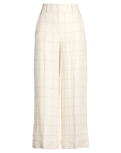 Easy Woman Pants Cream Size 6 Linen