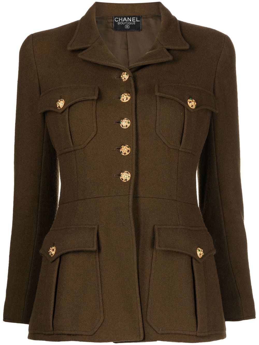 Notched-collar wool jacket - Brown