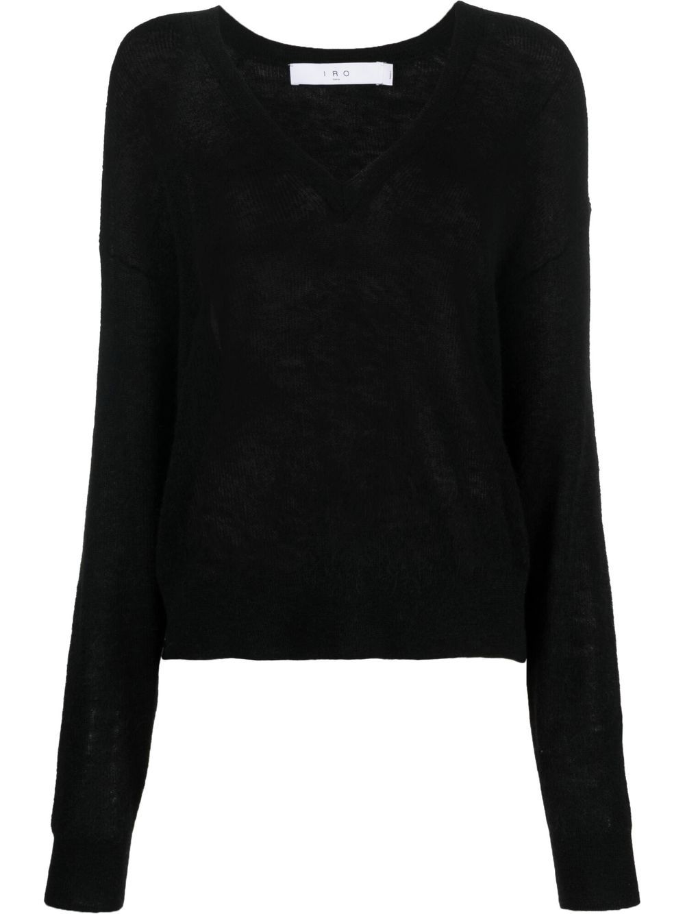 V-neck knitted sweater - Black