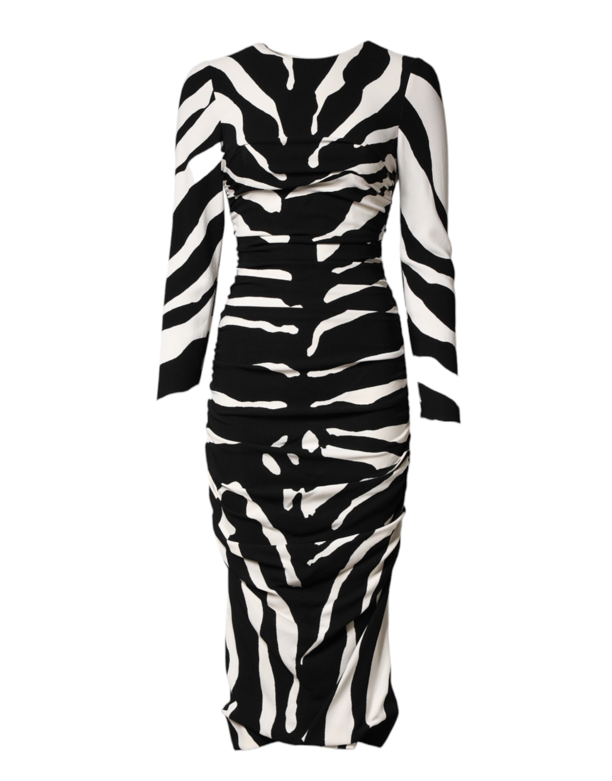 Zebra-Print Silk Dress — Black
