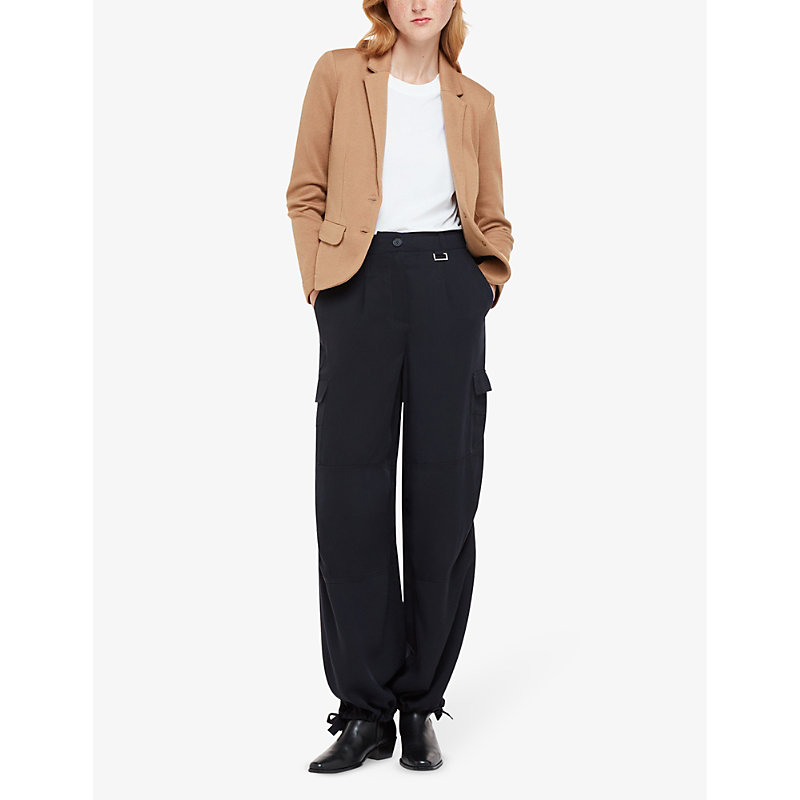 Womens Cream Slim-fit Single-breasted Cotton-jersey Jacket
