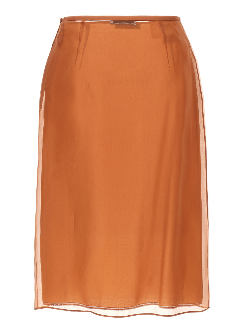 Double Layer Semi-sheer Midi Skirt