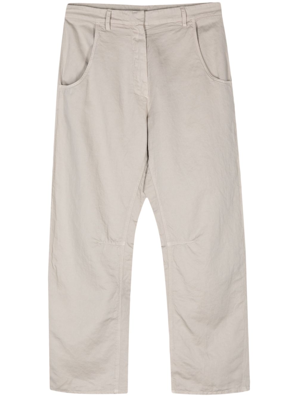 Straight-leg cotton-blend trousers - Neutrals