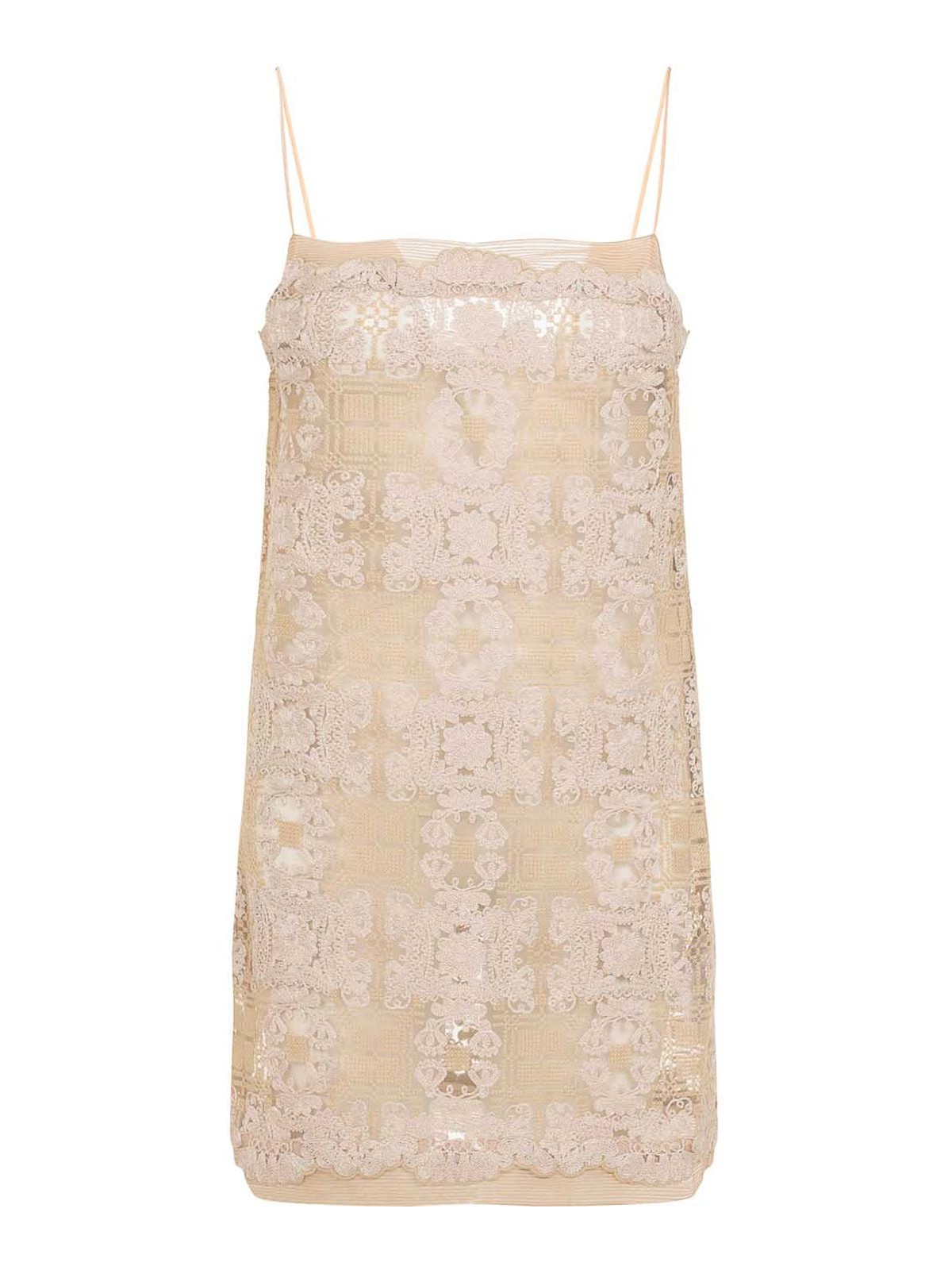 Ermanno Scervino - polyester mesh mini dress straight neckline