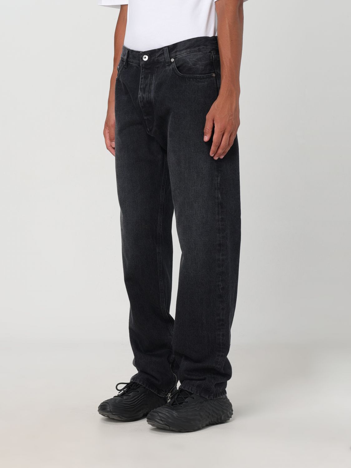 Zip-detail straigh-leg jeans - Black