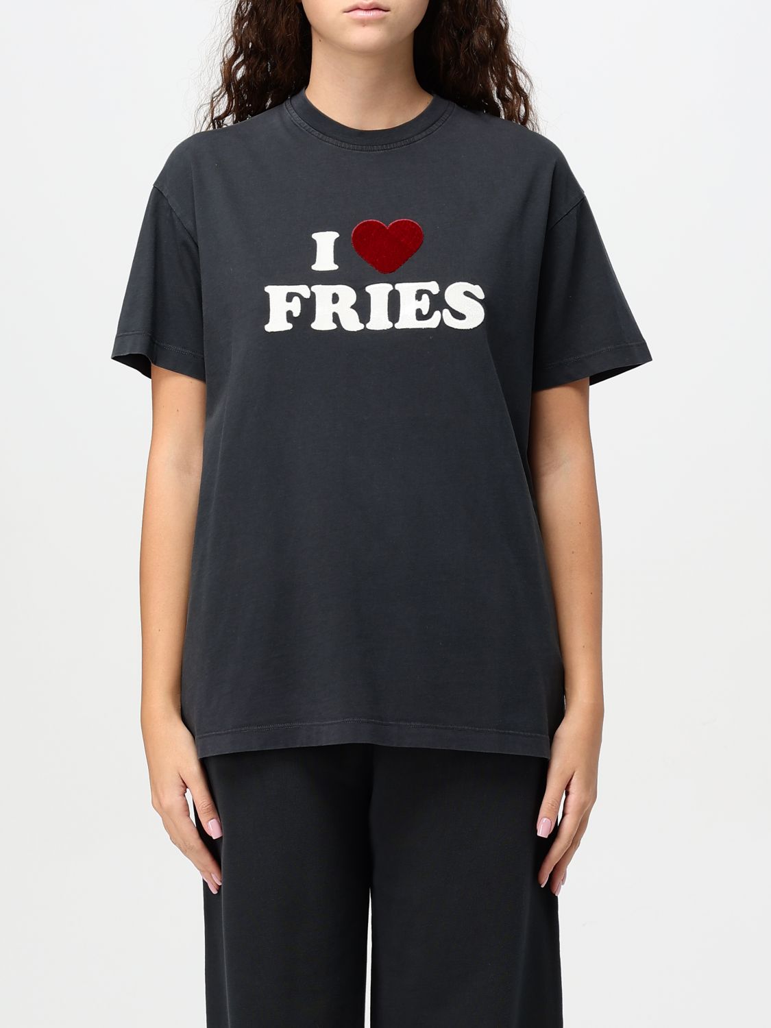Fries-appliqué t-shirt - Black