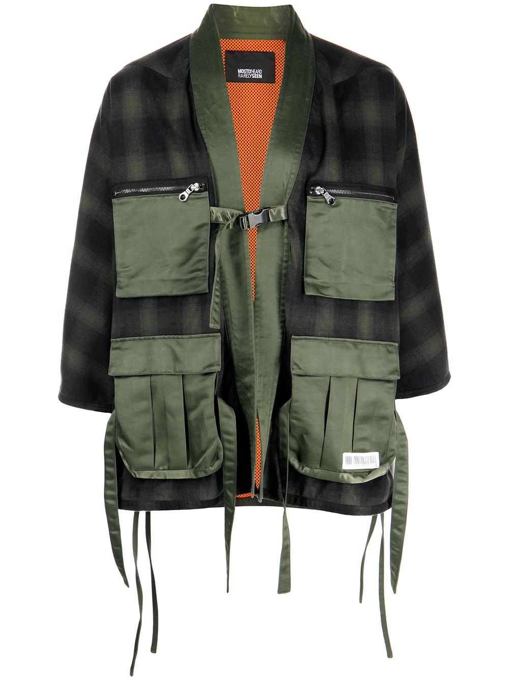 Cargo-pocket kimono shirt jacket - Green